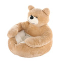 Plush bear-shaped chair on a white background